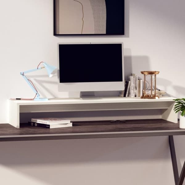 vidaXL skærmholder 100x27x15 cm massivt fyrretræ hvid