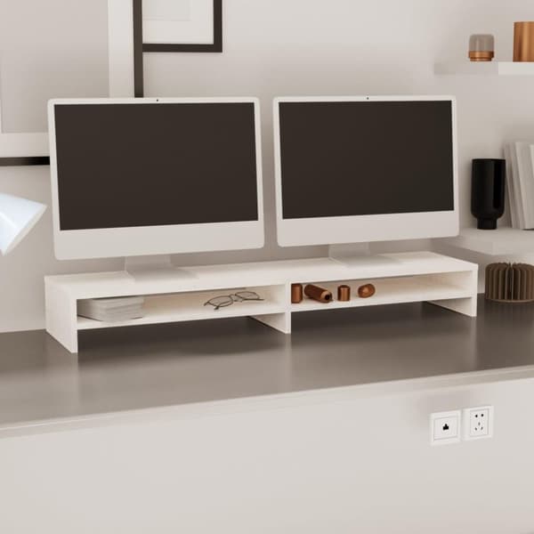 vidaXL Skärmställ vit 100x24x13 cm massiv furu