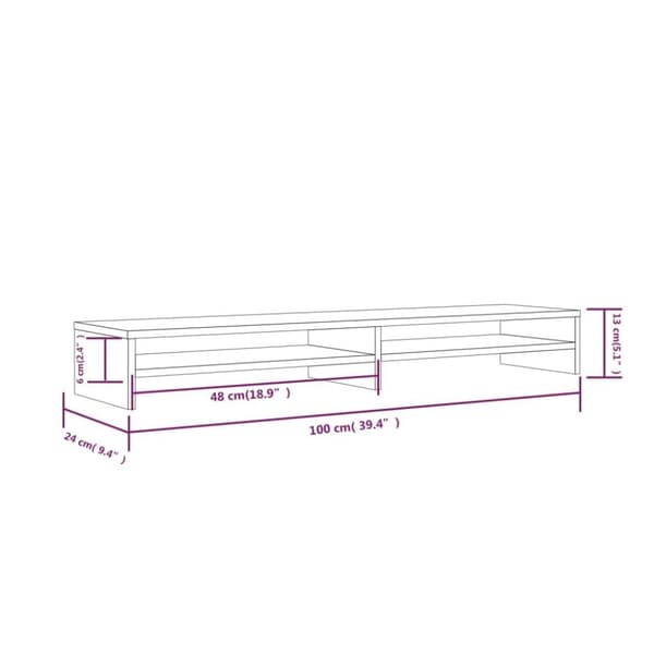 vidaXL Monitorstativ 100x24x13 cm heltre furu