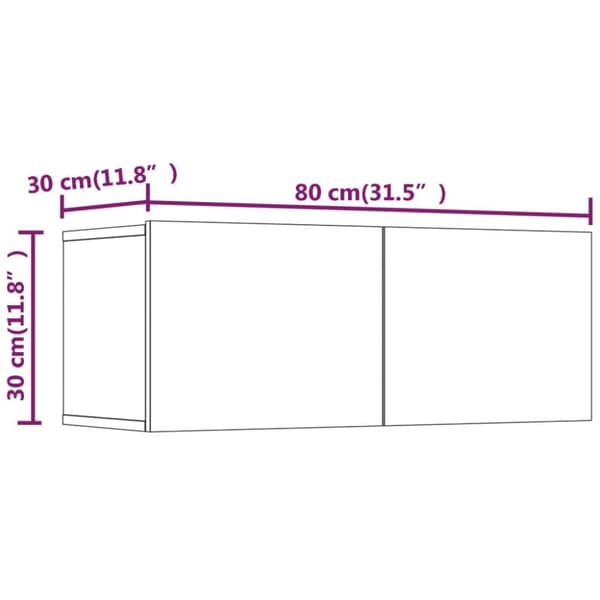 vidaXL TV-skåp 2 st betonggrå 80x30x30 cm konstruerat trä