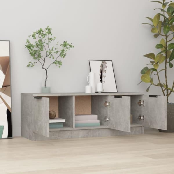 vidaXL TV-benk betonggrå 102x35x36,5 cm konstruert tre