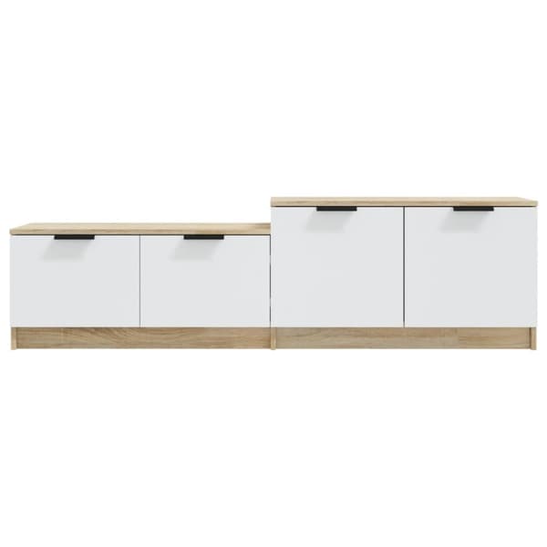 vidaXL Tv-bänk vit och sonoma-ek 158,5x36x45 cm konstruerat trä