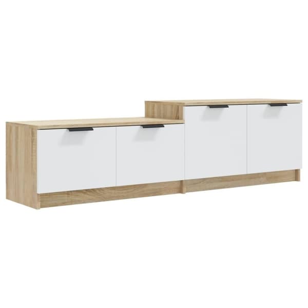 vidaXL Tv-bänk vit och sonoma-ek 158,5x36x45 cm konstruerat trä