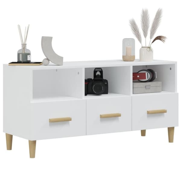 vidaXL Tv-bänk vit 102x36x50 cm konstruerat trä