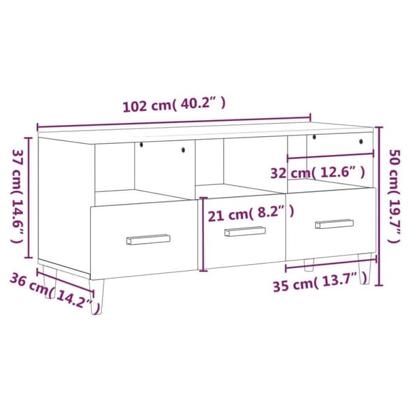 vidaXL Tv-bänk vit 102x36x50 cm konstruerat trä