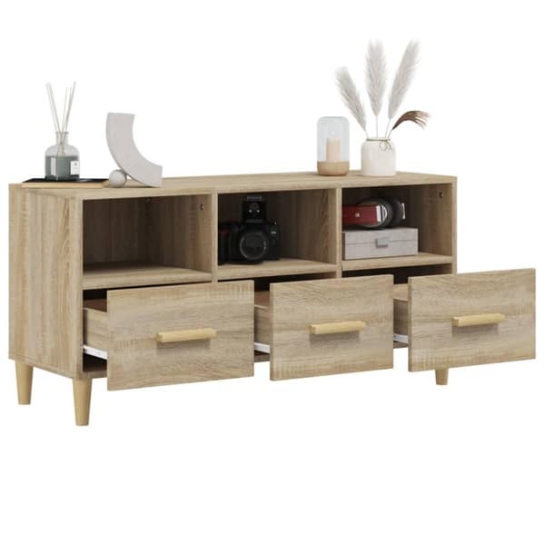 vidaXL TV-benk sonoma eik 102x36x50 cm konstruert tre