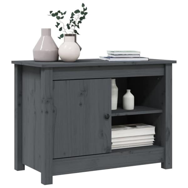 vidaXL TV-benk grå 70x36,5x52 cm heltre furu
