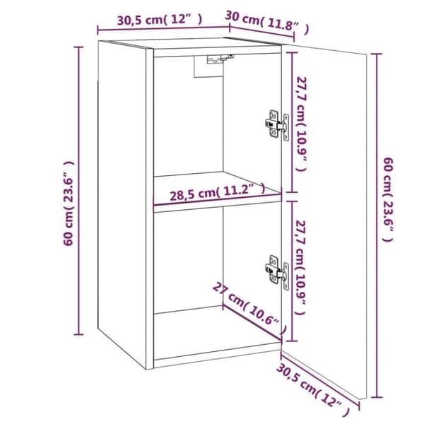 vidaXL TV-benker 2 stk brun eik 30,5x30x60 cm konstruert tre