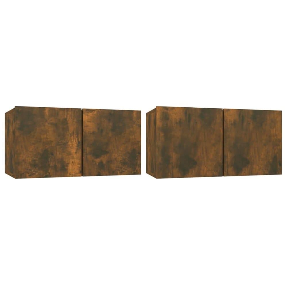 vidaXL Hängande TV-skåp 2 st rökfärgad ek 60x30x30 cm