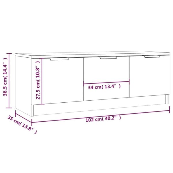 vidaXL TV-bänk grå sonoma 102x35x36,5 cm konstruerat trä