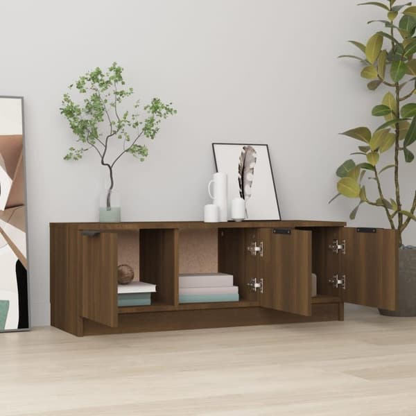 vidaXL TV-bänk brun ek 102x35x36,5 cm konstruerat trä