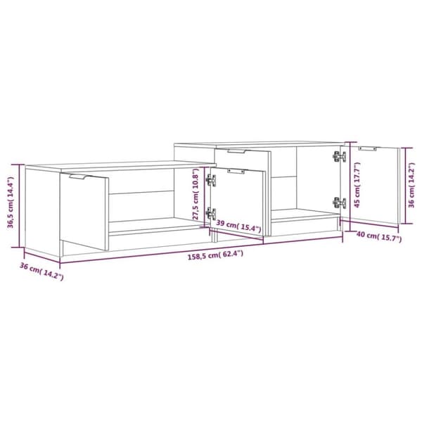 vidaXL TV-benk røkt eik 158,5x36x45 cm konstruert tre
