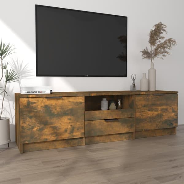 vidaXL TV-benk røkt eik 140x35x40 cm konstruert tre