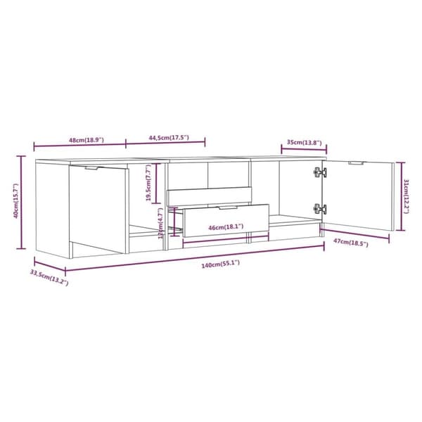 vidaXL TV-benk røkt eik 140x35x40 cm konstruert tre