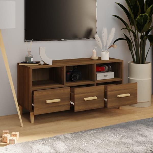 vidaXL Tv-bänk brun ek 102x36x50 cm konstruerat trä