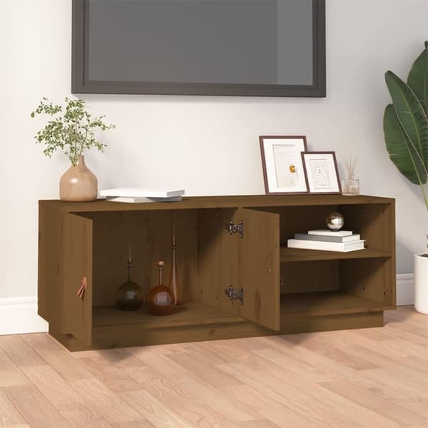 vidaXL TV-benk honningbrun 105x34x40 cm heltre furu