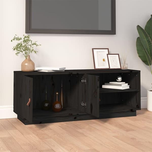 vidaXL TV-benk svart 105x34x40 cm heltre furu