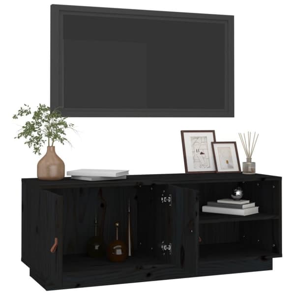 vidaXL TV-benk svart 105x34x40 cm heltre furu