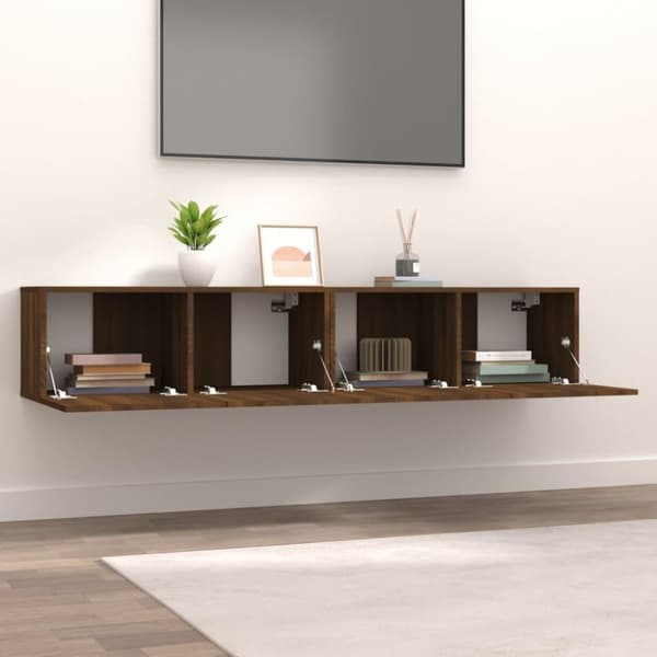 vidaXL TV-bänkar 2 st brun ek 80x30x30 cm konstruerat trä