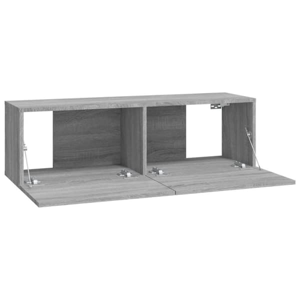 vidaXL Vegghengte TV-benker 4 stk grå sonoma 100x30x30 cm