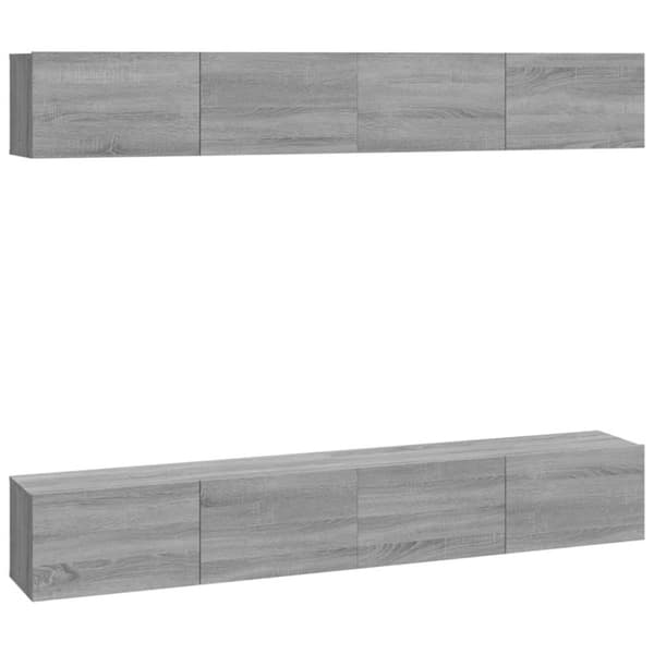 vidaXL Vegghengte TV-benker 4 stk grå sonoma 100x30x30 cm