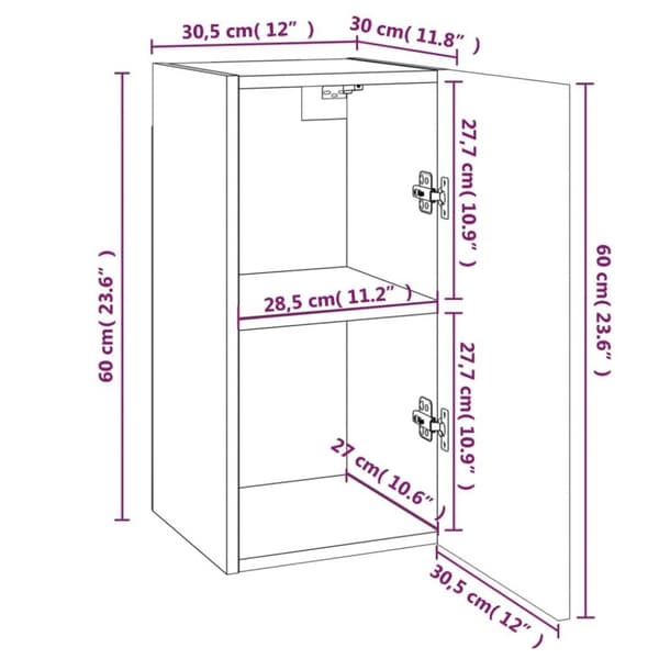vidaXL Tv-skåp 7 st rökfärgad ek 30,5x30x60 cm konstruerat trä