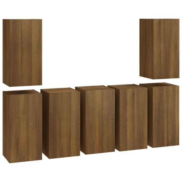 vidaXL TV-benker 7 stk brun eik 30,5x30x60 cm konstruert tre