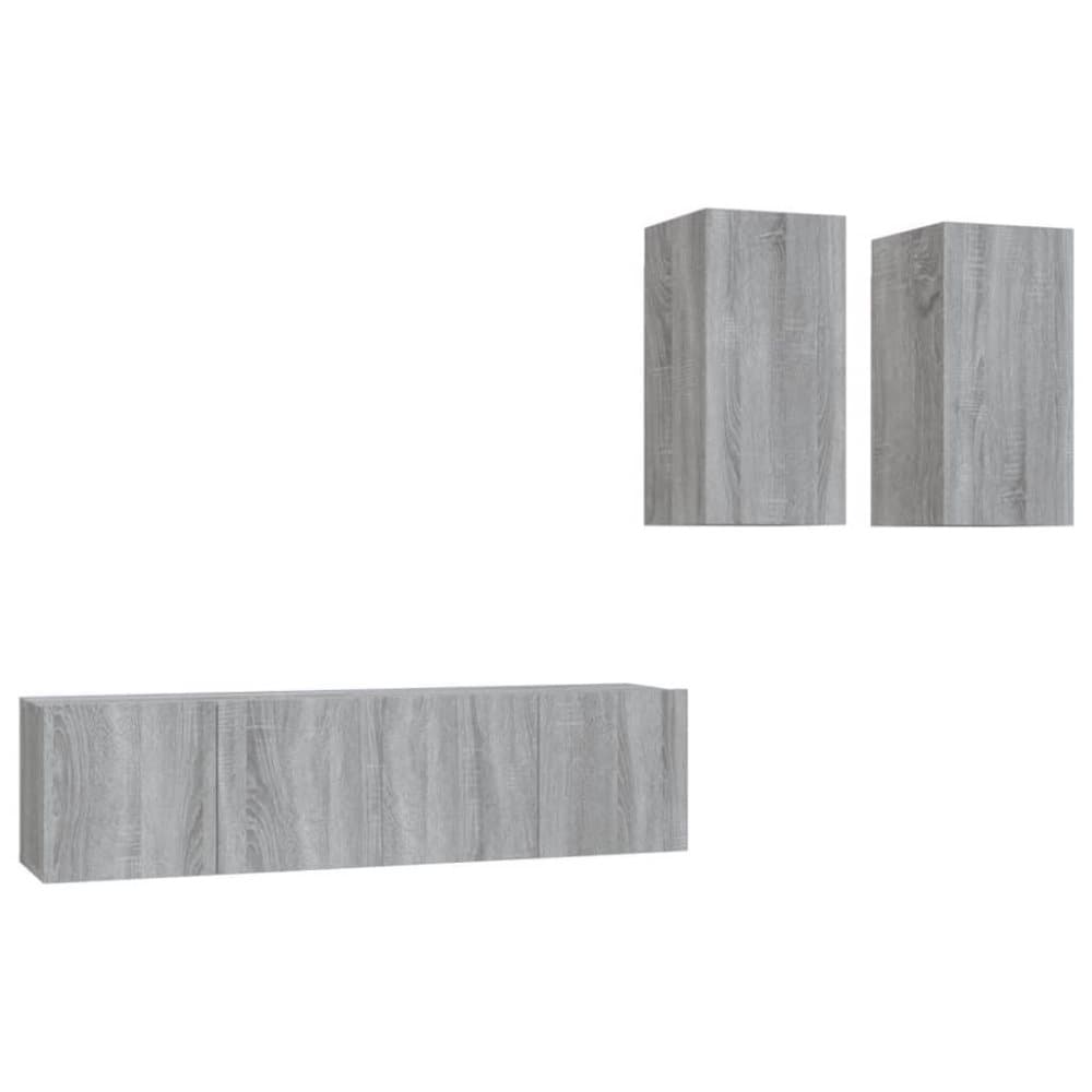 vidaXL Tv-skåp 4 delar grå sonoma konstruerat trä