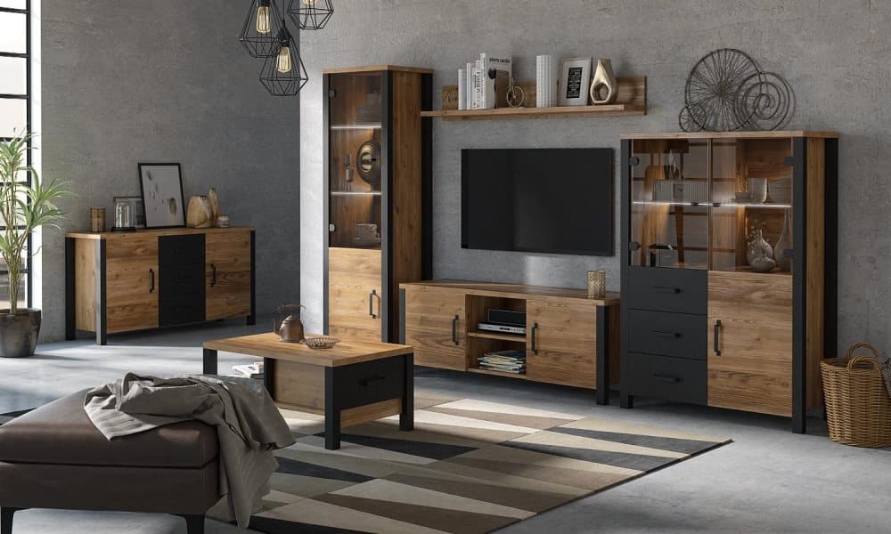 OLIN TV-MEDIAMÖBELSET SVART / EK