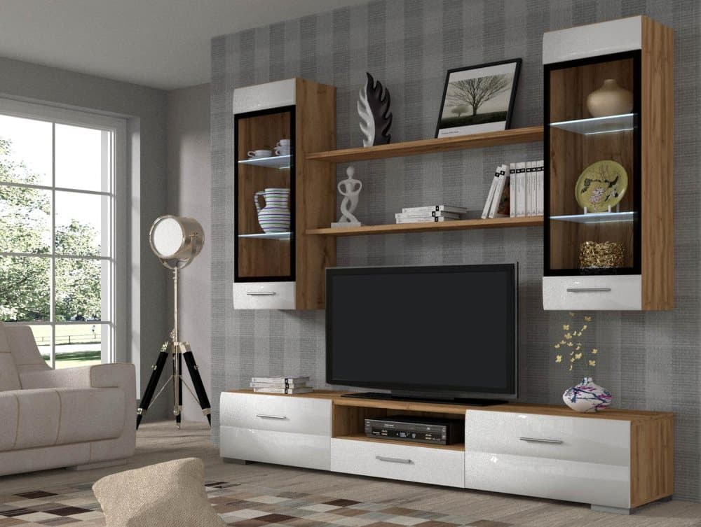 MARGO EK/ VIT MEDIAMÖBEL MED LED