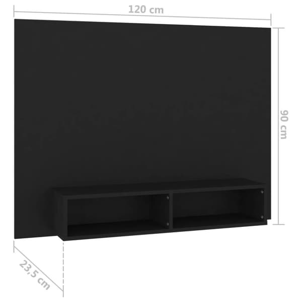 vidaXL væghængt tv-skab 120x23,5x90 cm konstrueret træ sort