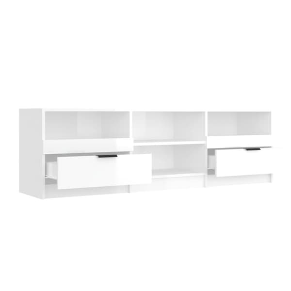 vidaXL tv-bord 150x33,5x45 cm konstrueret træ hvid højglans