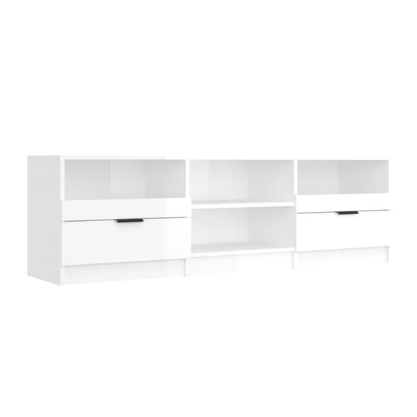 vidaXL tv-bord 150x33,5x45 cm konstrueret træ hvid højglans