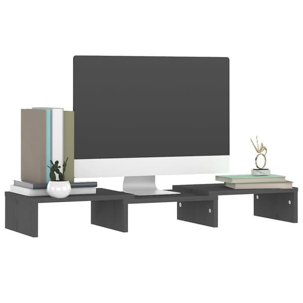 vidaXL skærmstander 60x24x10,5 cm massivt fyrretræ grå