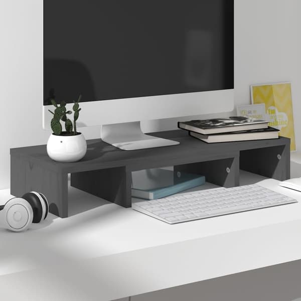 vidaXL skærmstander 60x24x10,5 cm massivt fyrretræ grå