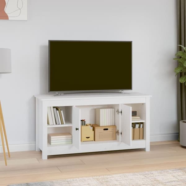 vidaXL tv-bord 103x36,5x52 cm massivt fyrretræ hvid