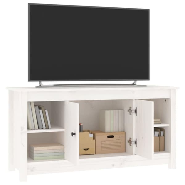 vidaXL tv-bord 103x36,5x52 cm massivt fyrretræ hvid
