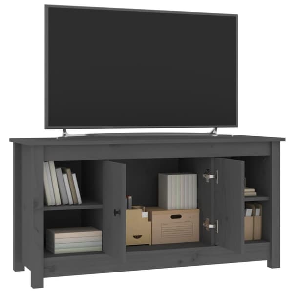 vidaXL tv-bord 103x36,5x52 cm massivt fyrretræ grå