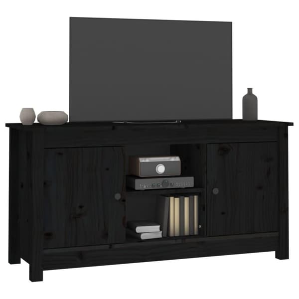 vidaXL tv-bord 103x36,5x52 cm massivt fyrretræ sort