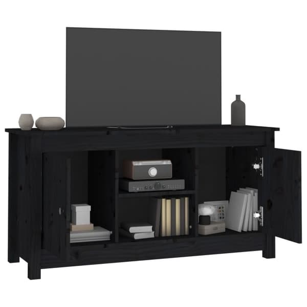 vidaXL tv-bord 103x36,5x52 cm massivt fyrretræ sort