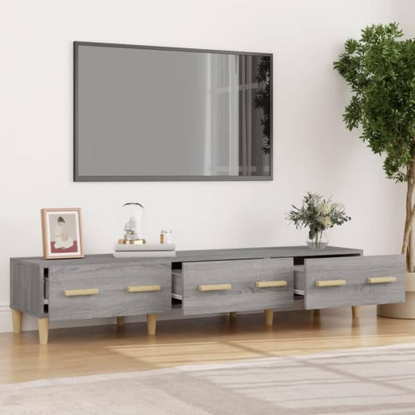 vidaXL tv-bord 150x34,5x30 cm konstrueret træ grå sonoma-eg