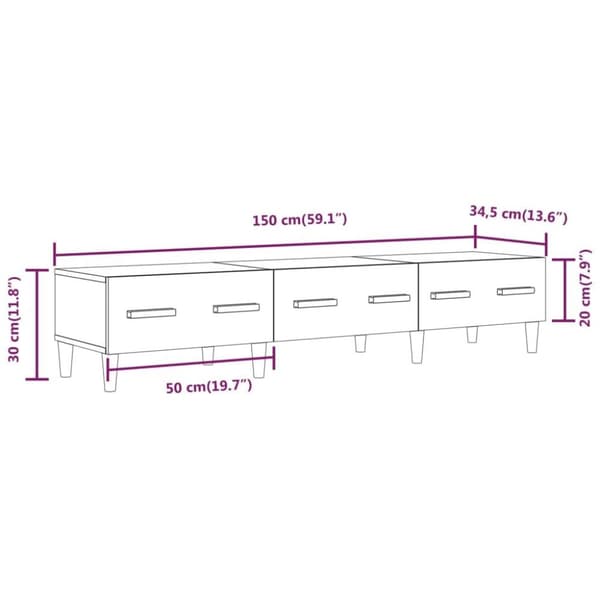 vidaXL tv-bord 150x34,5x30 cm konstrueret træ grå sonoma-eg