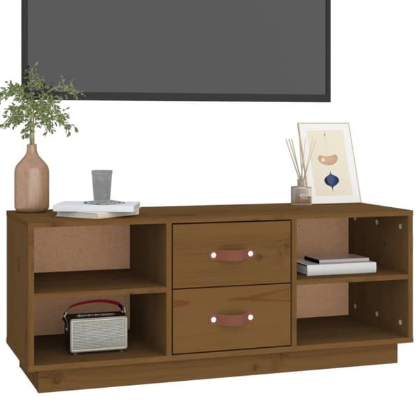 vidaXL TV-taso hunajanruskea 100x34x40 cm täysi mänty