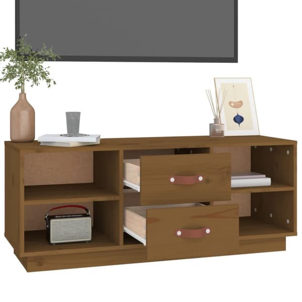 vidaXL TV-taso hunajanruskea 100x34x40 cm täysi mänty