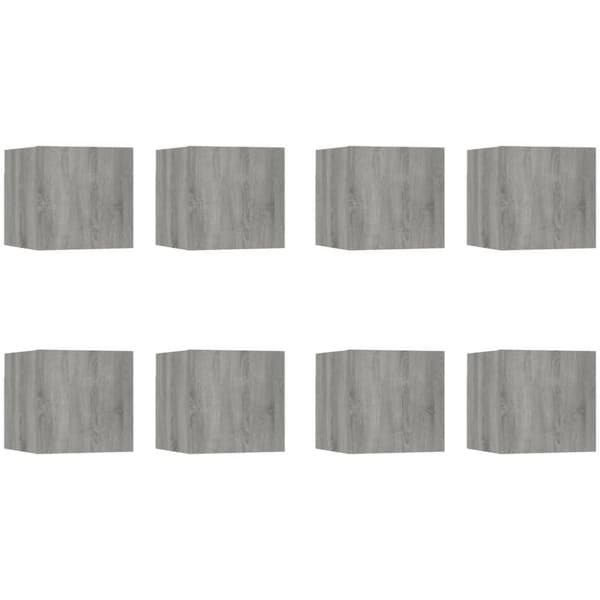 vidaXL væghængte tv-skabe 8 stk. 30,5x30x30 cm grå sonoma-eg
