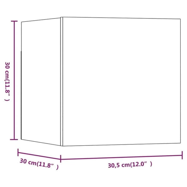 vidaXL Seinäkiinnitettävät TV-kaapit 8 kpl savutammi 30,5x30x30 cm