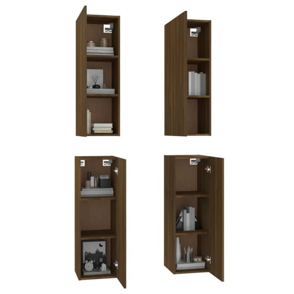 vidaXL tv-skabe 4 stk. 30,5x30x90 cm konstrueret træ brun egetræsfarve