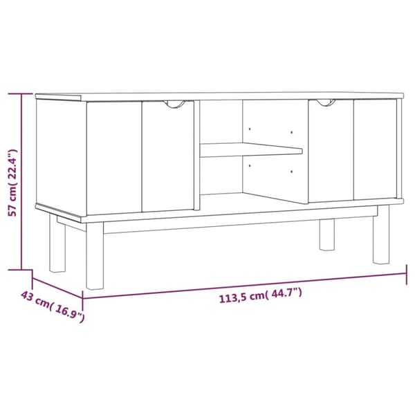 vidaXL Tv-bänk OTTA 113,5x43x57 cm massiv furu