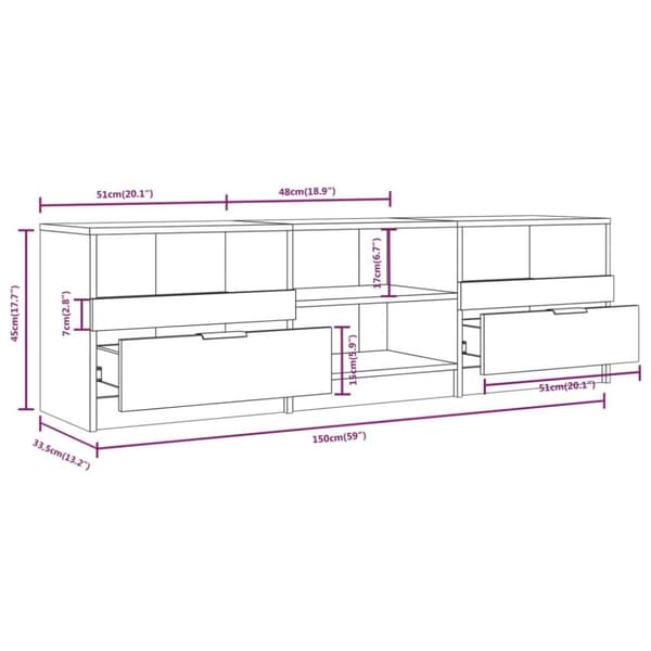 vidaXL Tv-bänk betonggrå 150x33,5x45 cm konstruerat trä