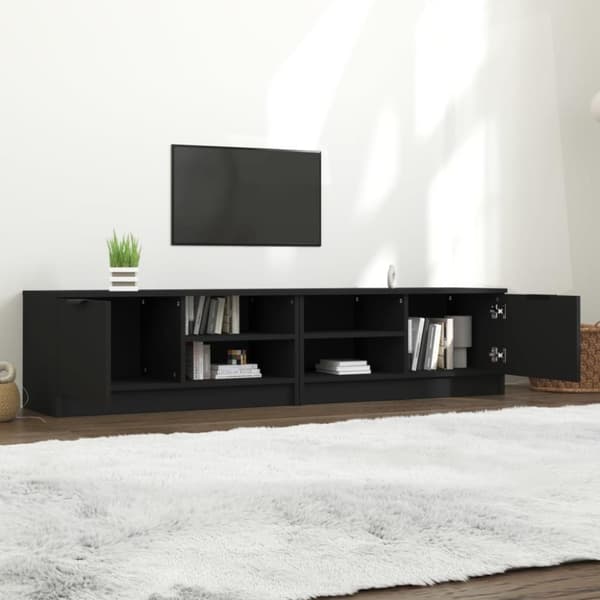 vidaXL Tv-bänk 2 st svart 80x35x36,5 cm konstruerat trä